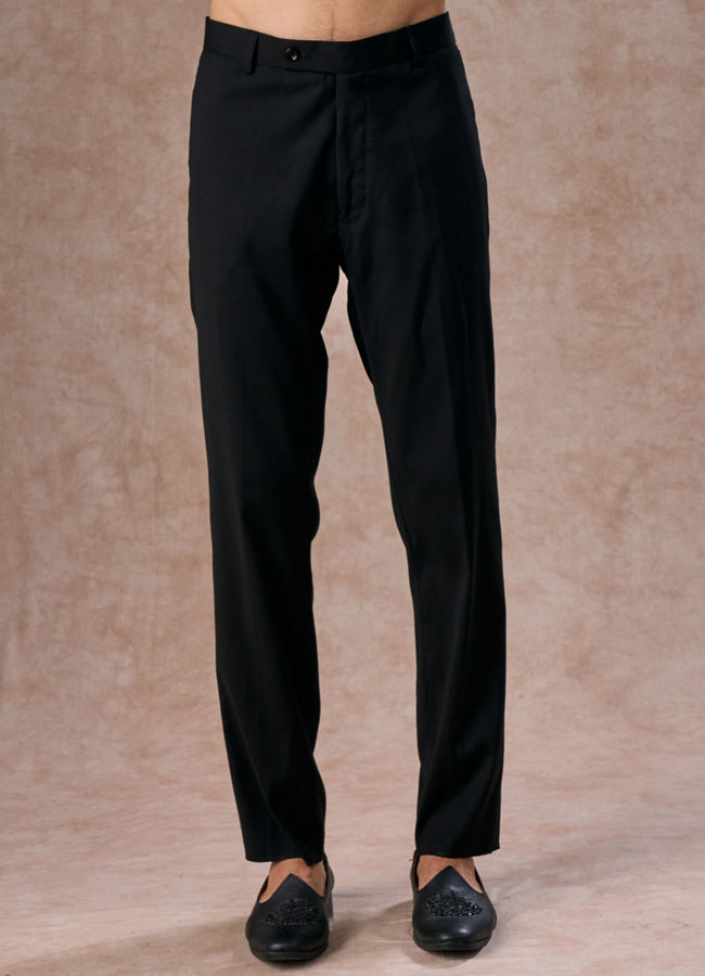 Manyavar Men Black Velvet Jodhpuri Suit