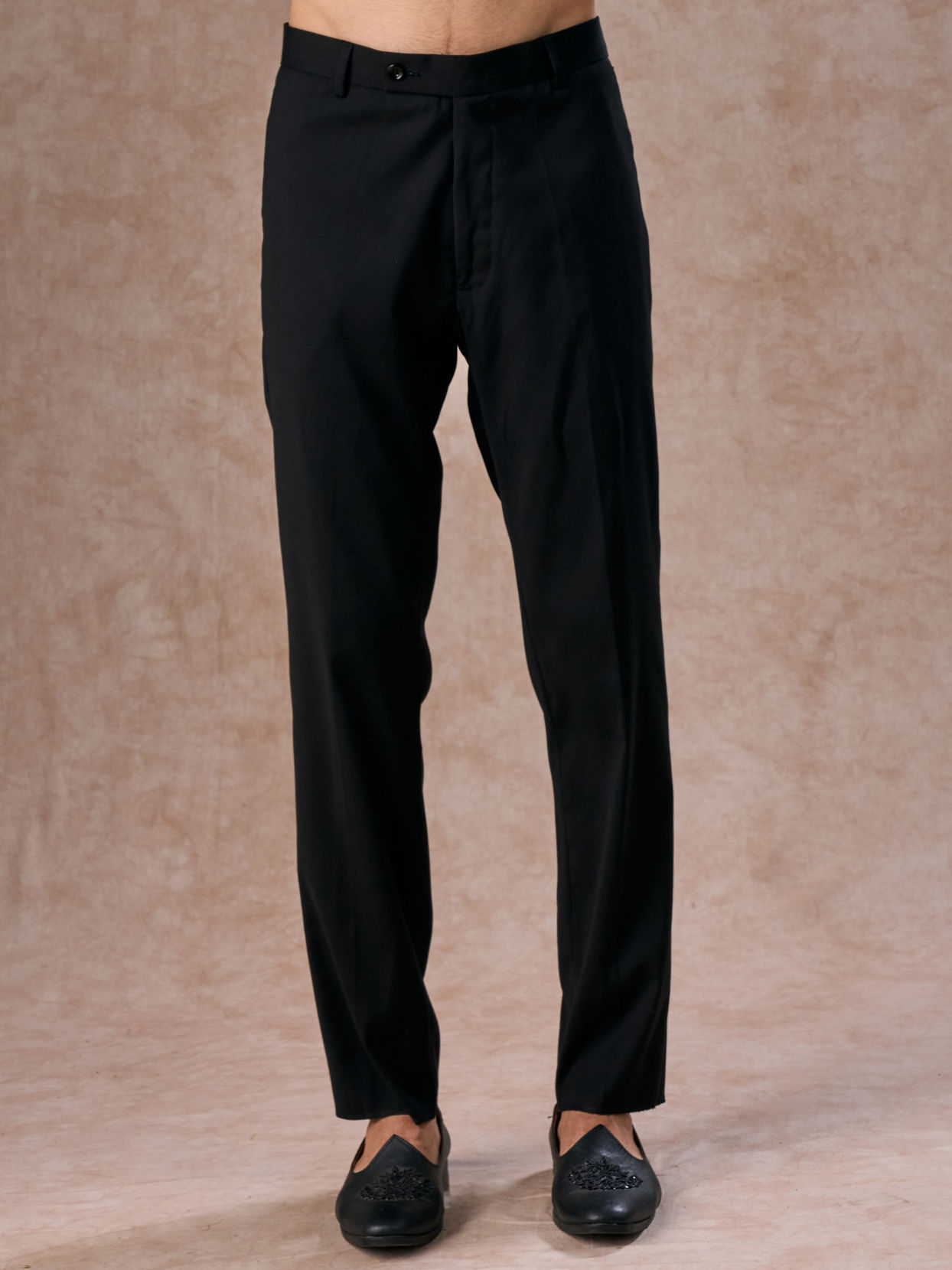 Manyavar Men Black Velvet Jodhpuri Suit