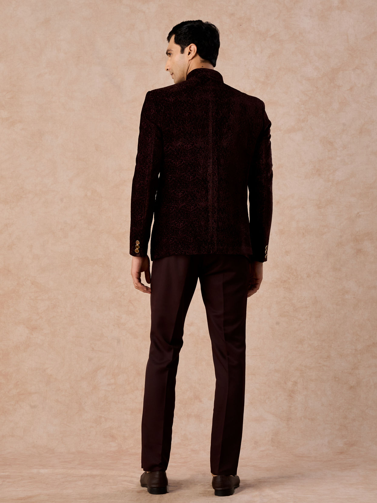 Manyavar Men Wine Toned Regal Jodhpuri Suit