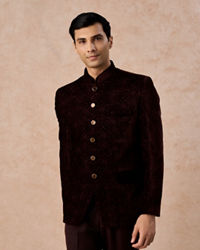 Manyavar Men Wine Toned Regal Jodhpuri Suit
