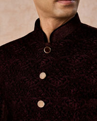 Manyavar Men Wine Toned Regal Jodhpuri Suit
