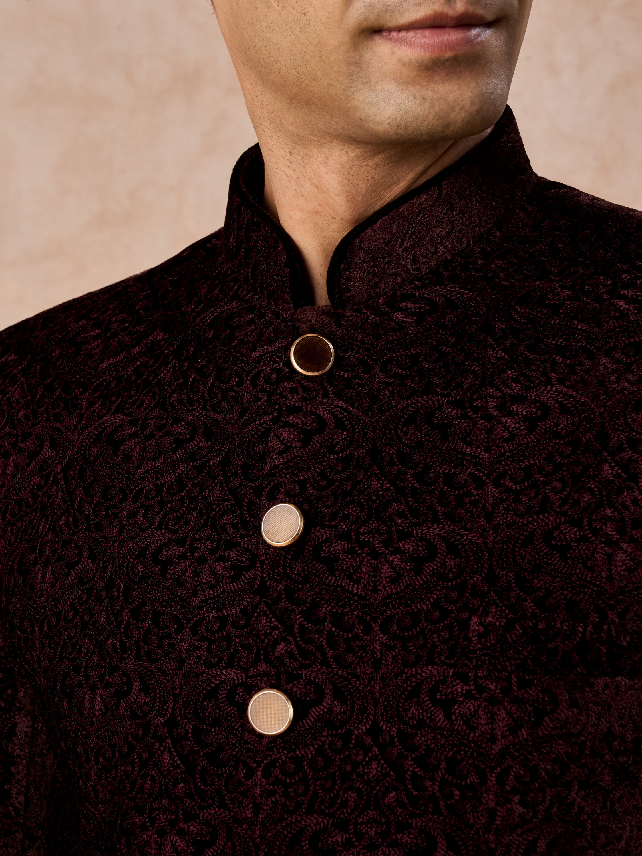 Manyavar Men Wine Toned Regal Jodhpuri Suit