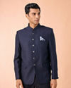 Manyavar Men Majestic Dark Blue Jodhpuri Suit