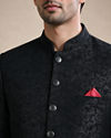 Manyavar Men Black Blended Rayon Jodhpuri Suit with Embroidery