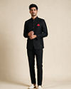 Manyavar Men Black Blended Rayon Jodhpuri Suit with Embroidery