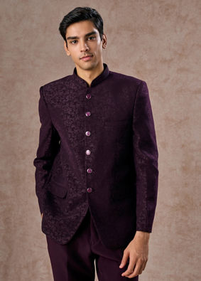 Manyavar Men Regal Purple Jodhpuri Suit