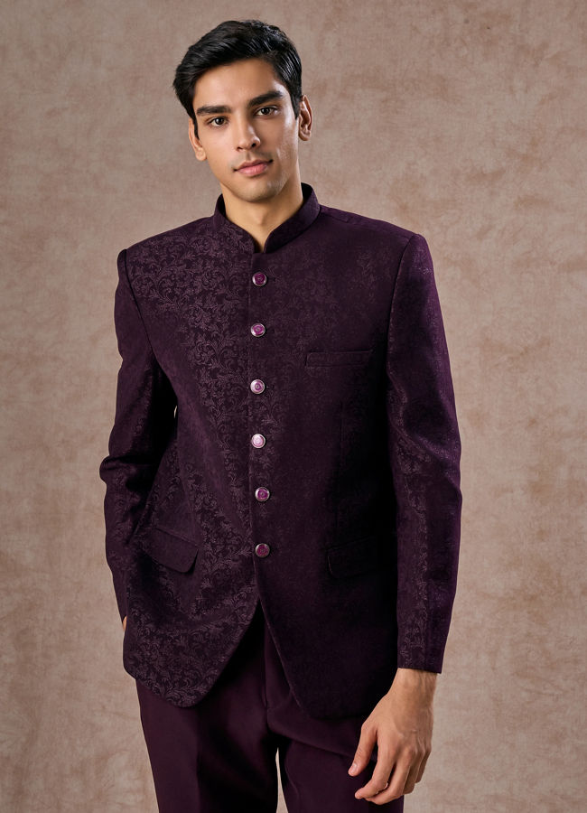 Manyavar Men Regal Purple Jodhpuri Suit
