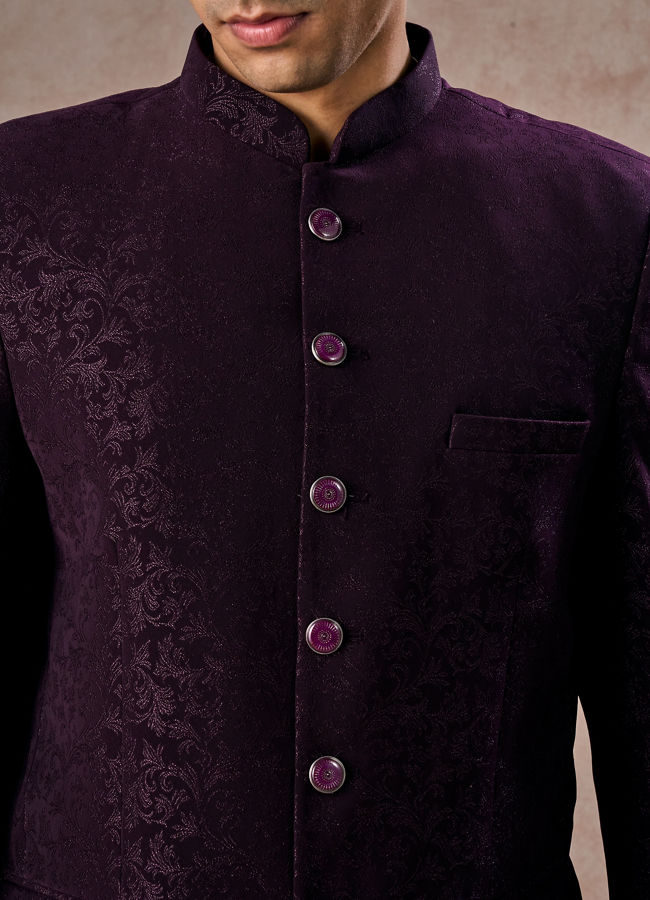 Manyavar Men Regal Purple Jodhpuri Suit