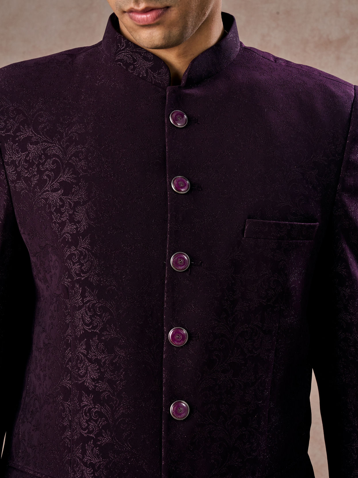Manyavar Men Regal Purple Jodhpuri Suit