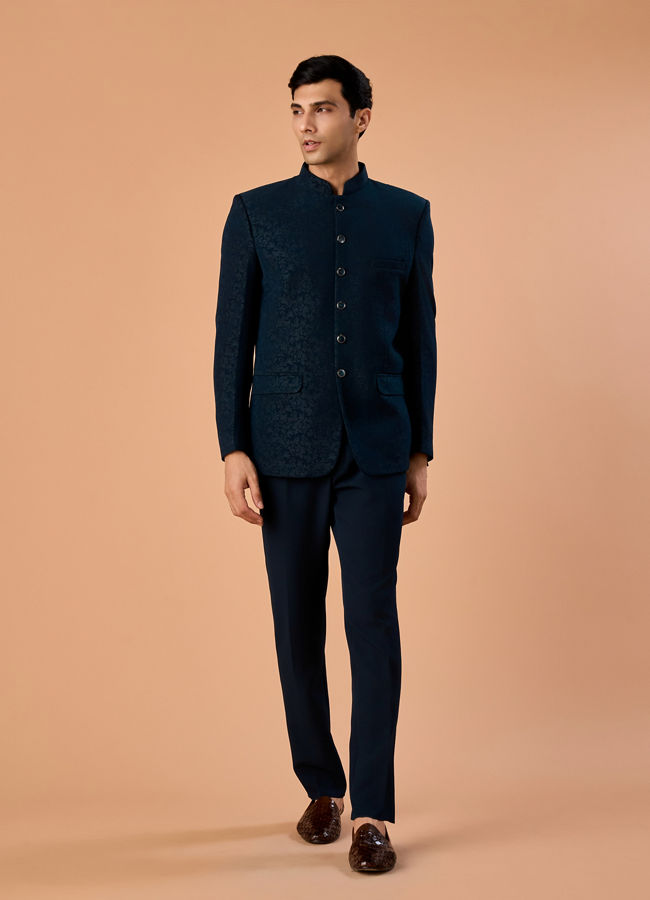 Manyavar Men Teal Blue Regalia Jodhpuri Suit