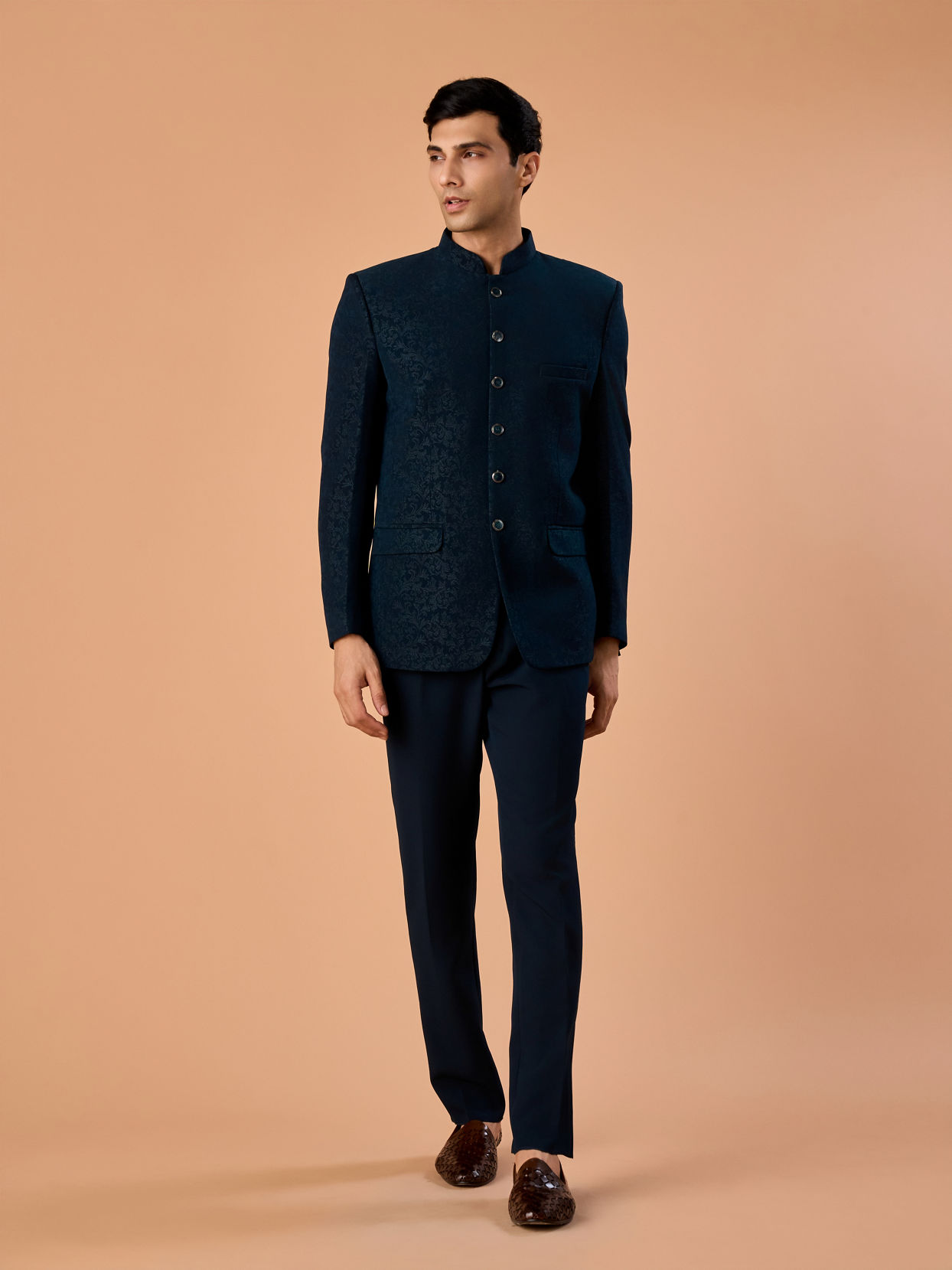 Manyavar Men Teal Blue Regalia Jodhpuri Suit