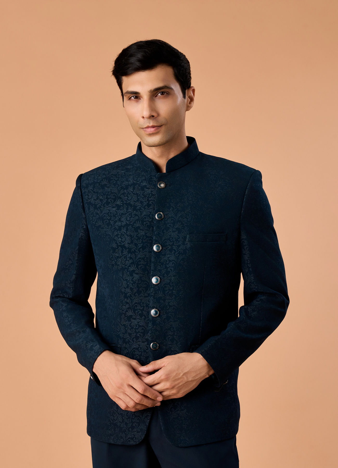 Manyavar Men Teal Blue Regalia Jodhpuri Suit
