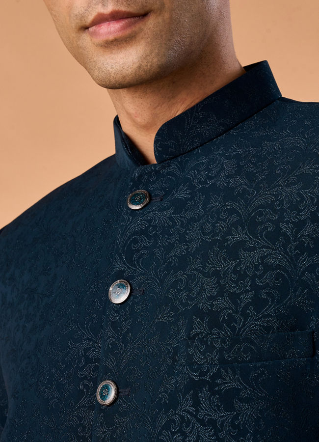 Manyavar Men Teal Blue Regalia Jodhpuri Suit