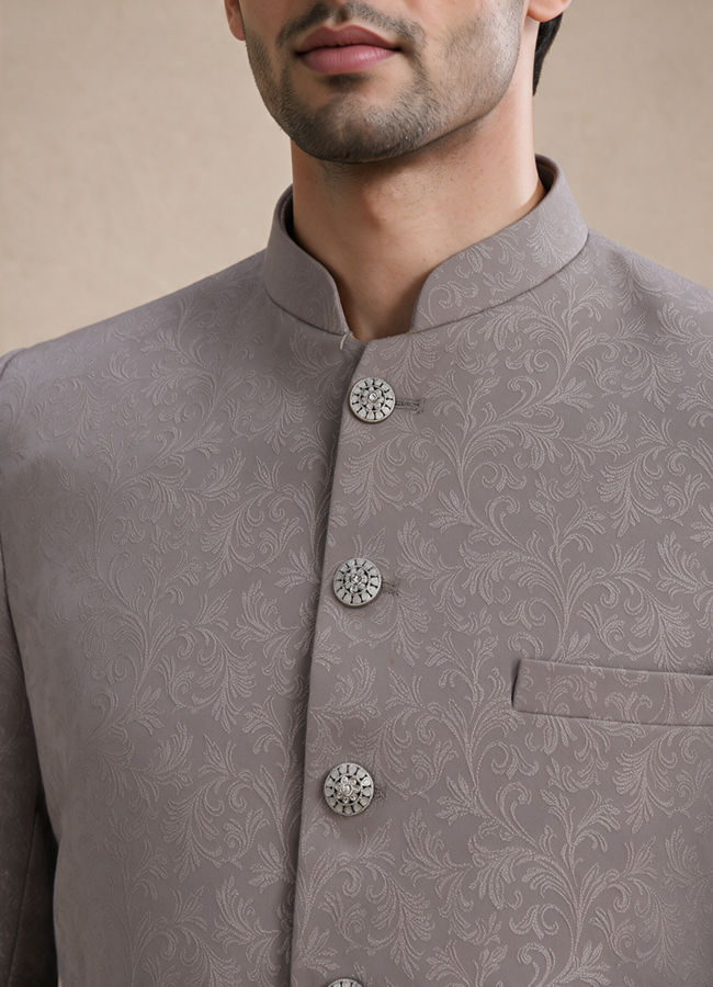 Manyavar Men Beige Blended Rayon Jodhpuri Suit