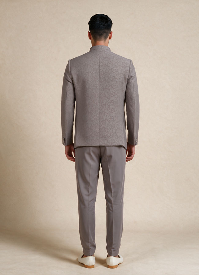 Manyavar Men Beige Blended Rayon Jodhpuri Suit
