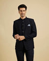 Manyavar Men Blue Majesty Rayon Suit Set