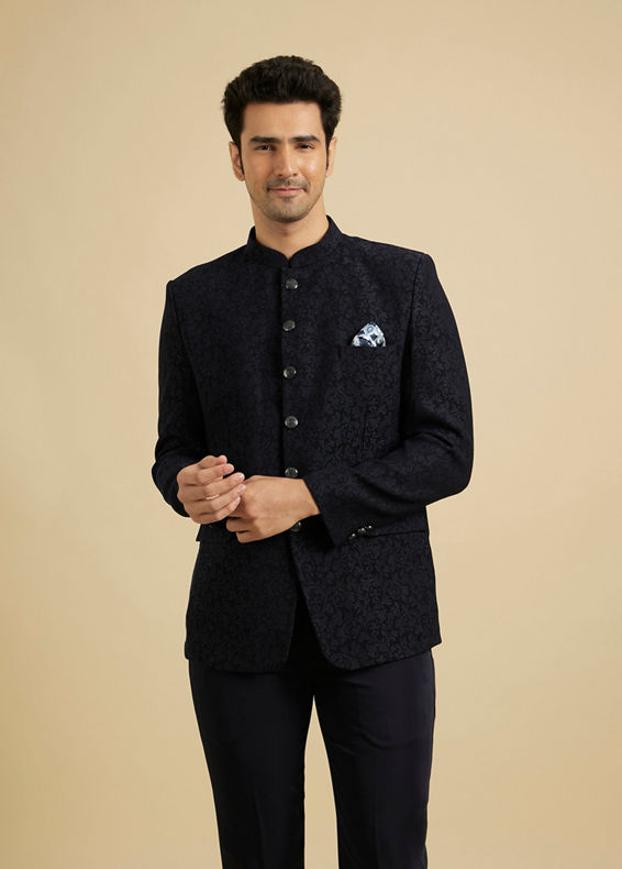 Manyavar Men Blue Majesty Rayon Suit Set
