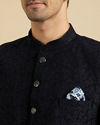 Manyavar Men Blue Majesty Rayon Suit Set