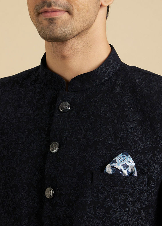 Manyavar Men Blue Majesty Rayon Suit Set