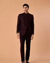 Manyavar Men Elegant Wine Jodhpuri Suit
