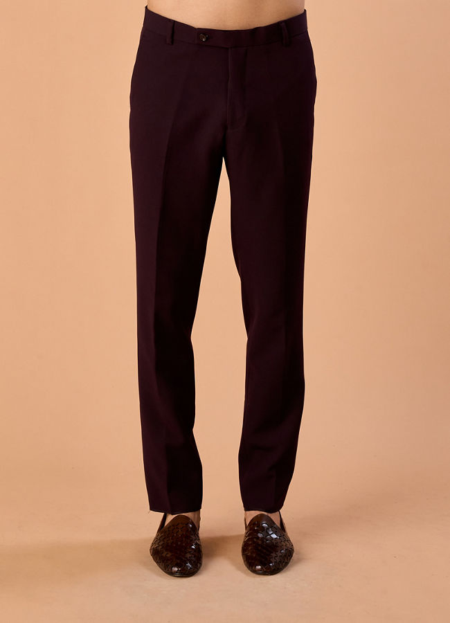 Manyavar Men Elegant Wine Jodhpuri Suit