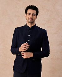 Manyavar Men Teal Blue Royale Jodhpuri Suit