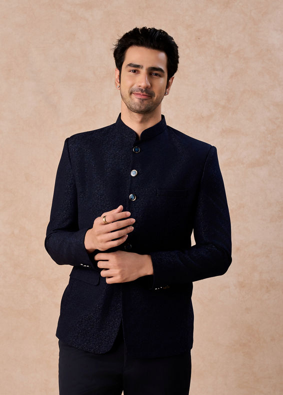 Manyavar Men Teal Blue Royale Jodhpuri Suit