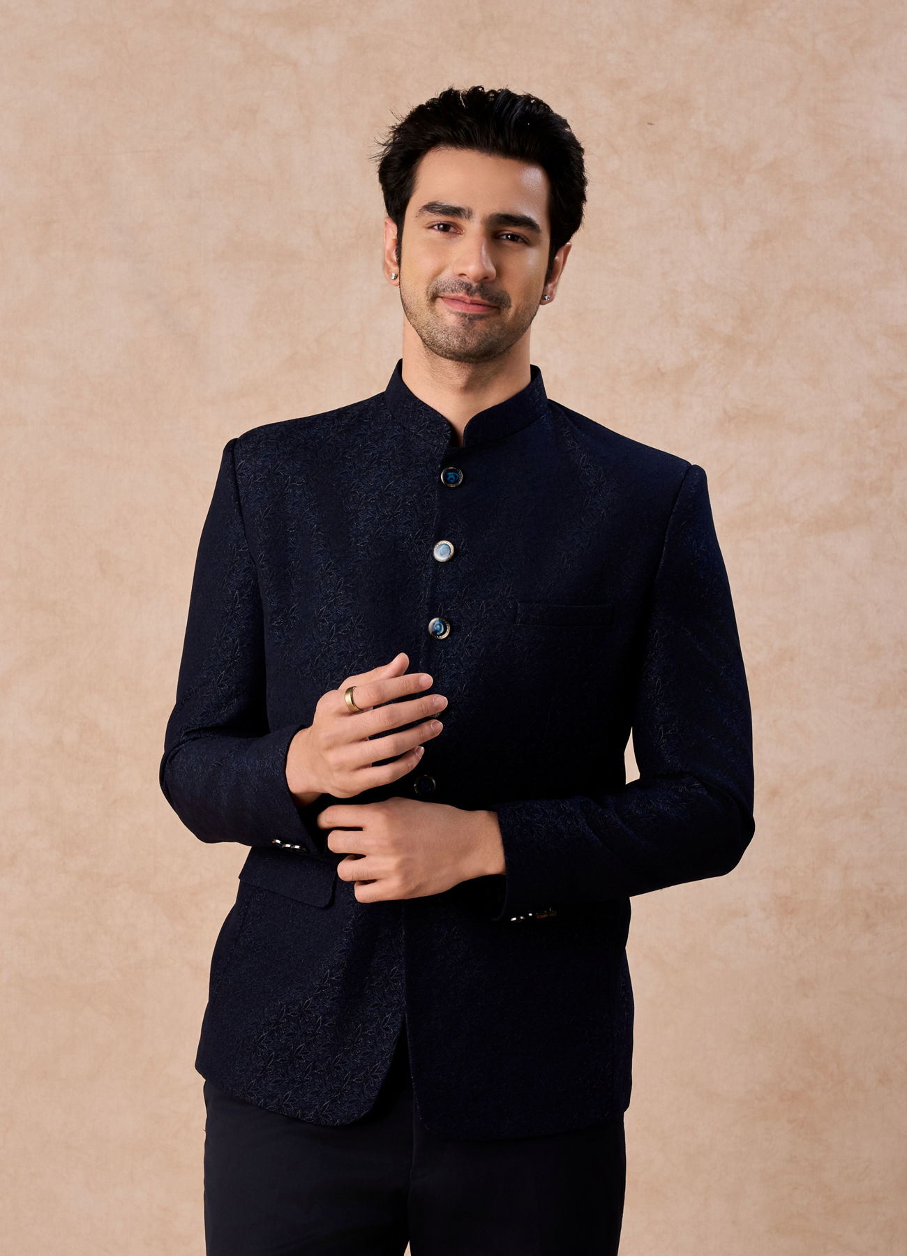 Manyavar Men Teal Blue Royale Jodhpuri Suit
