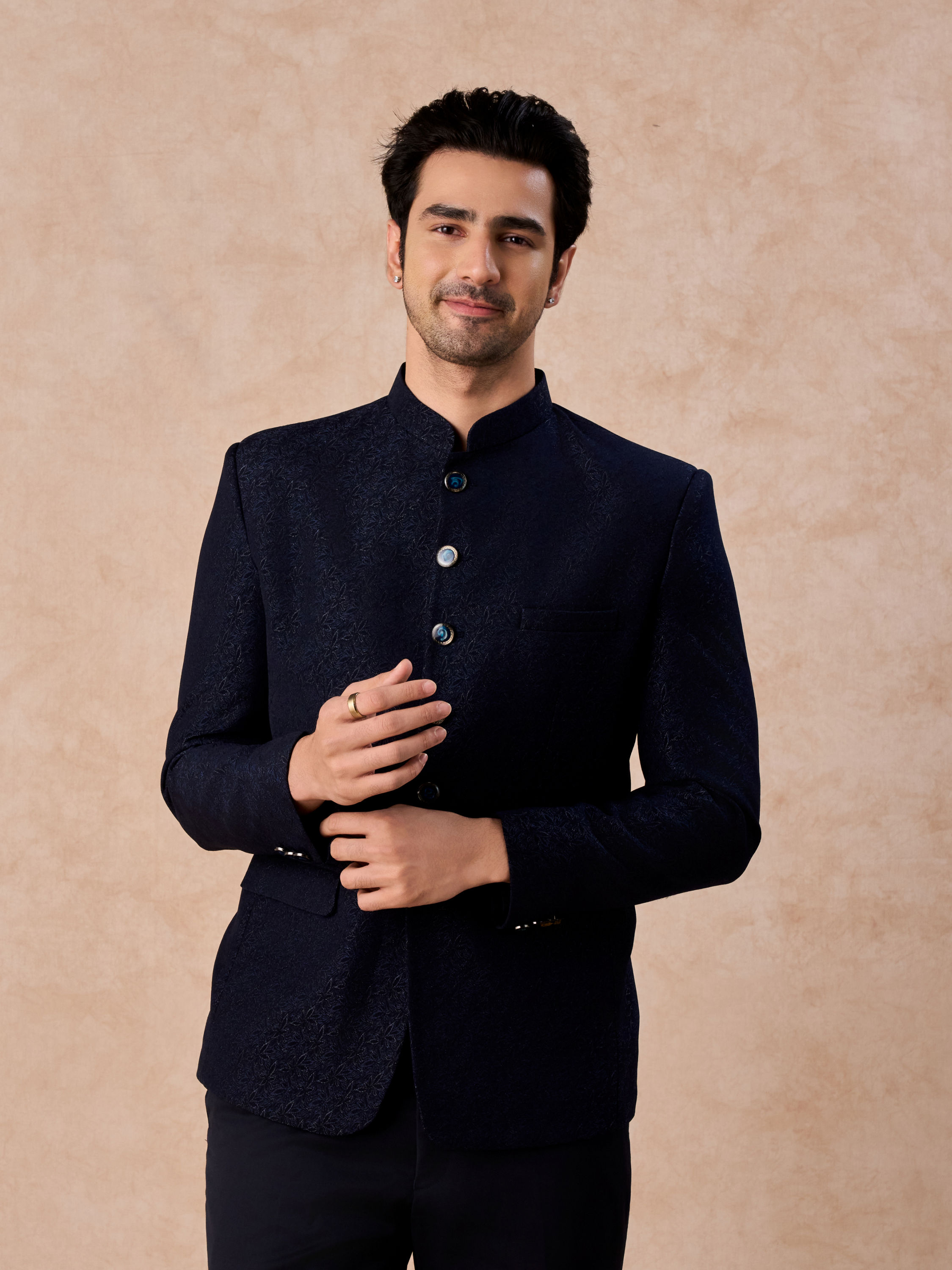 Manyavar Men Teal Blue Royale Jodhpuri Suit