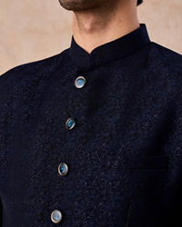 Manyavar Men Teal Blue Royale Jodhpuri Suit