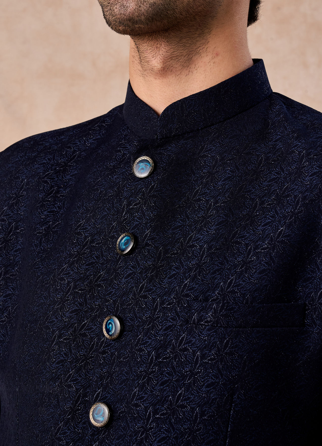 Manyavar Men Teal Blue Royale Jodhpuri Suit