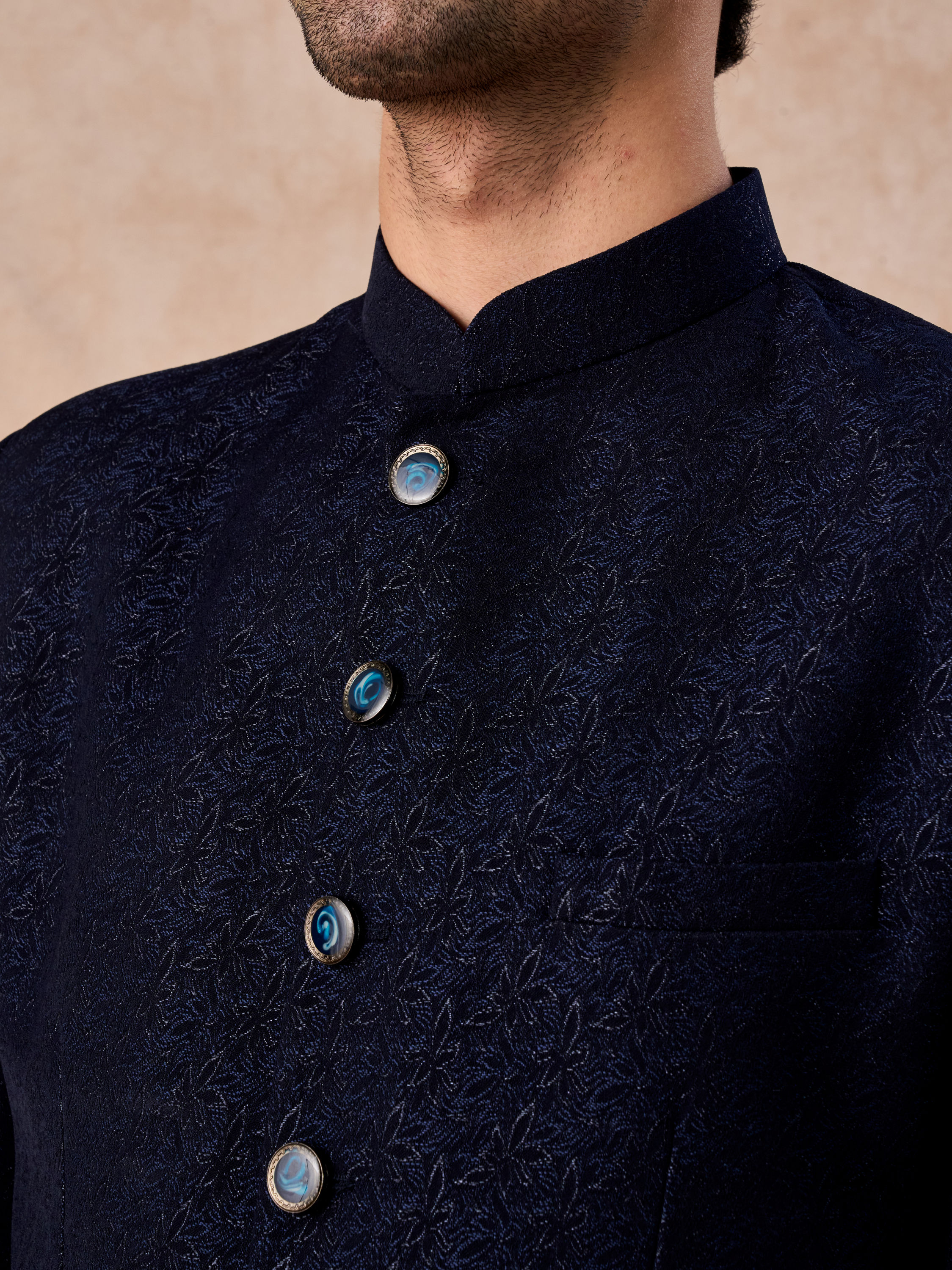 Manyavar Men Teal Blue Royale Jodhpuri Suit