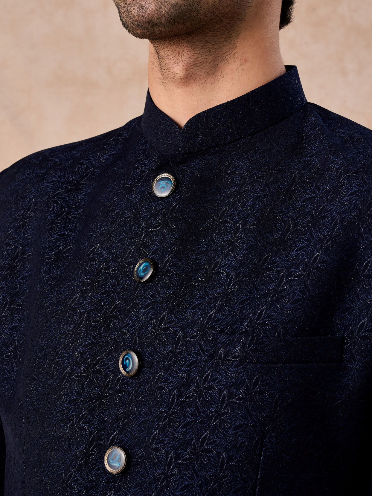Manyavar Men Teal Blue Royale Jodhpuri Suit