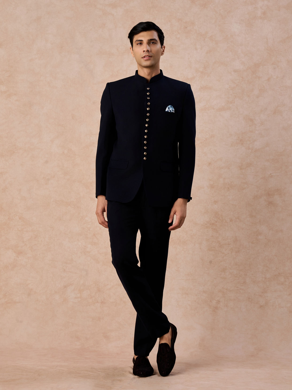 Manyavar Men Classic Dark Blue Jodhpuri Suit