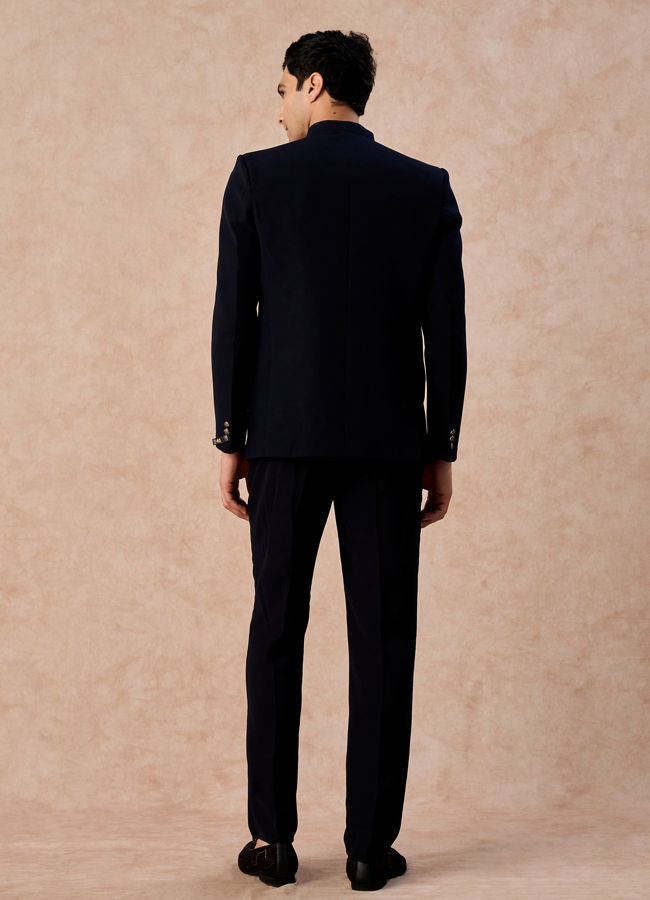 Manyavar Men Classic Dark Blue Jodhpuri Suit