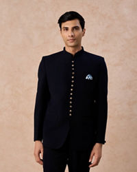 Manyavar Men Classic Dark Blue Jodhpuri Suit