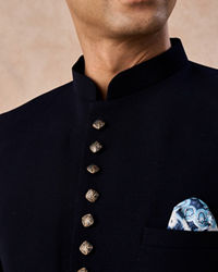 Manyavar Men Classic Dark Blue Jodhpuri Suit