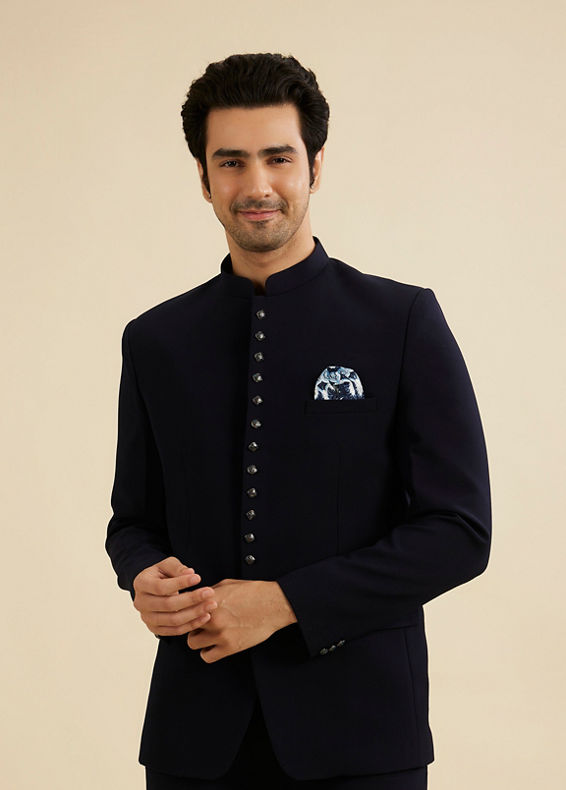 Manyavar Men Dark Blue Intrigue Suit Set