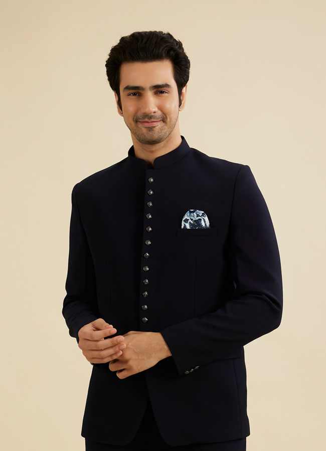 Manyavar Men Dark Blue Intrigue Suit Set