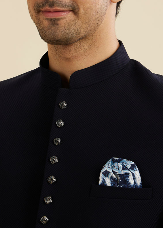 Manyavar Men Dark Blue Intrigue Suit Set