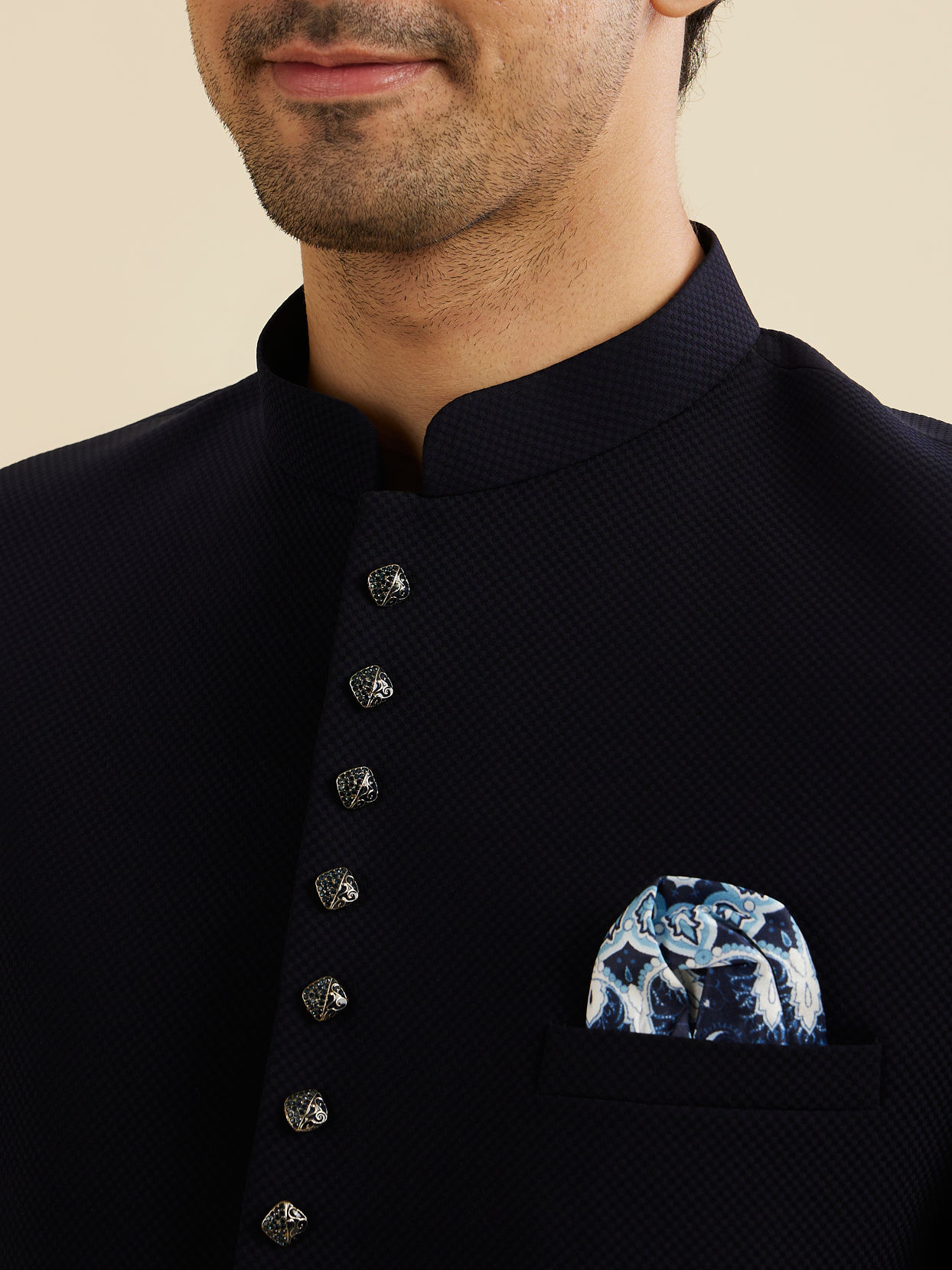 Manyavar Men Dark Blue Intrigue Suit Set