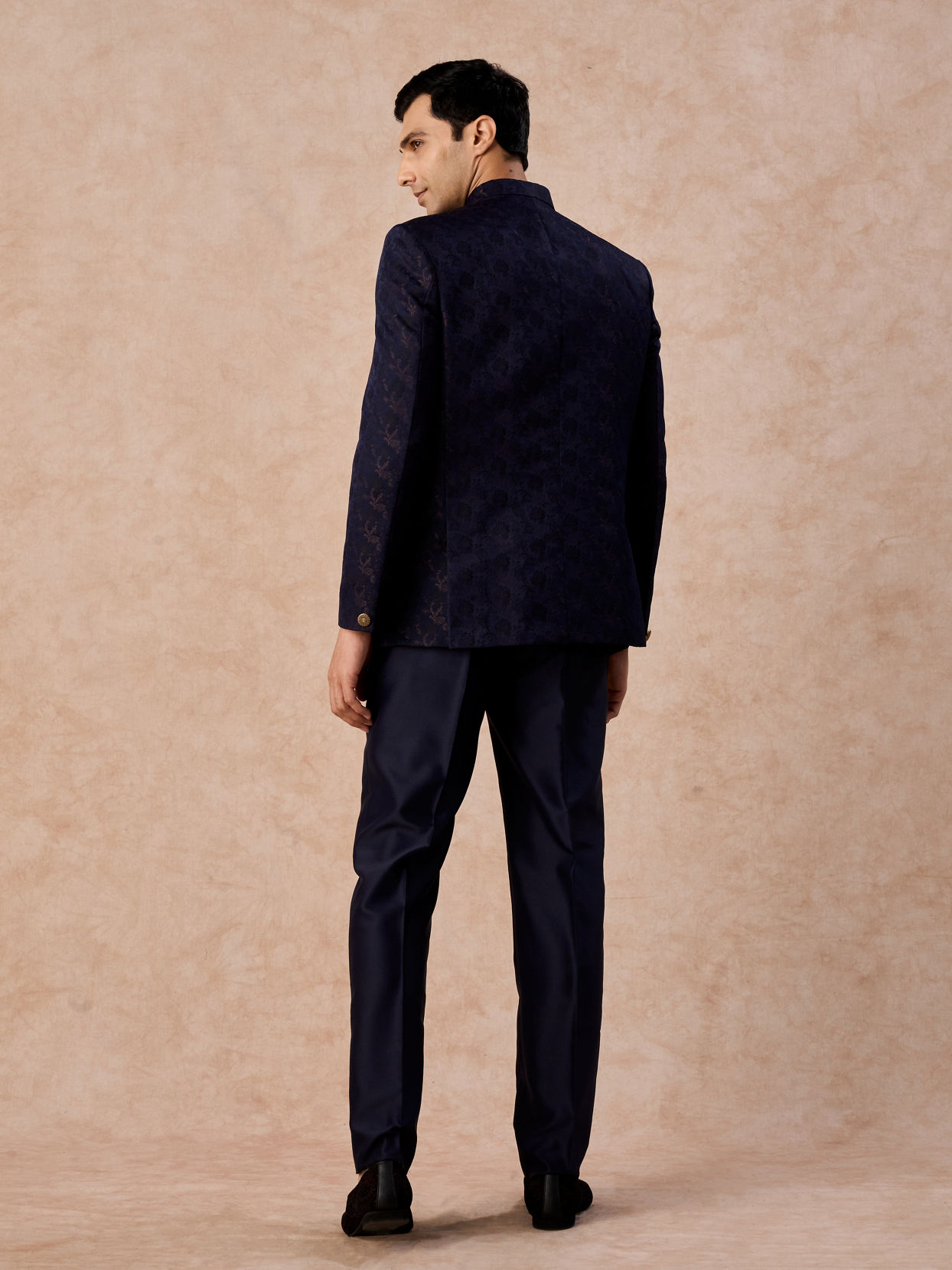 Manyavar Men Regal Blue Satin Jodhpuri Suit