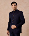 Regal Blue Satin Jodhpuri Suit