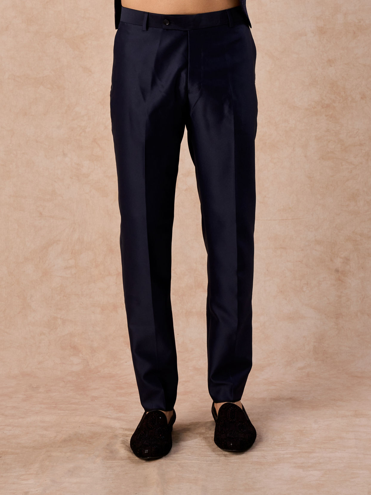 Manyavar Men Regal Blue Satin Jodhpuri Suit