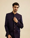 Manyavar Men Dark Blue Elegance Suit Set
