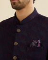 Manyavar Men Dark Blue Elegance Suit Set