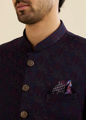 Manyavar Men Dark Blue Elegance Suit Set