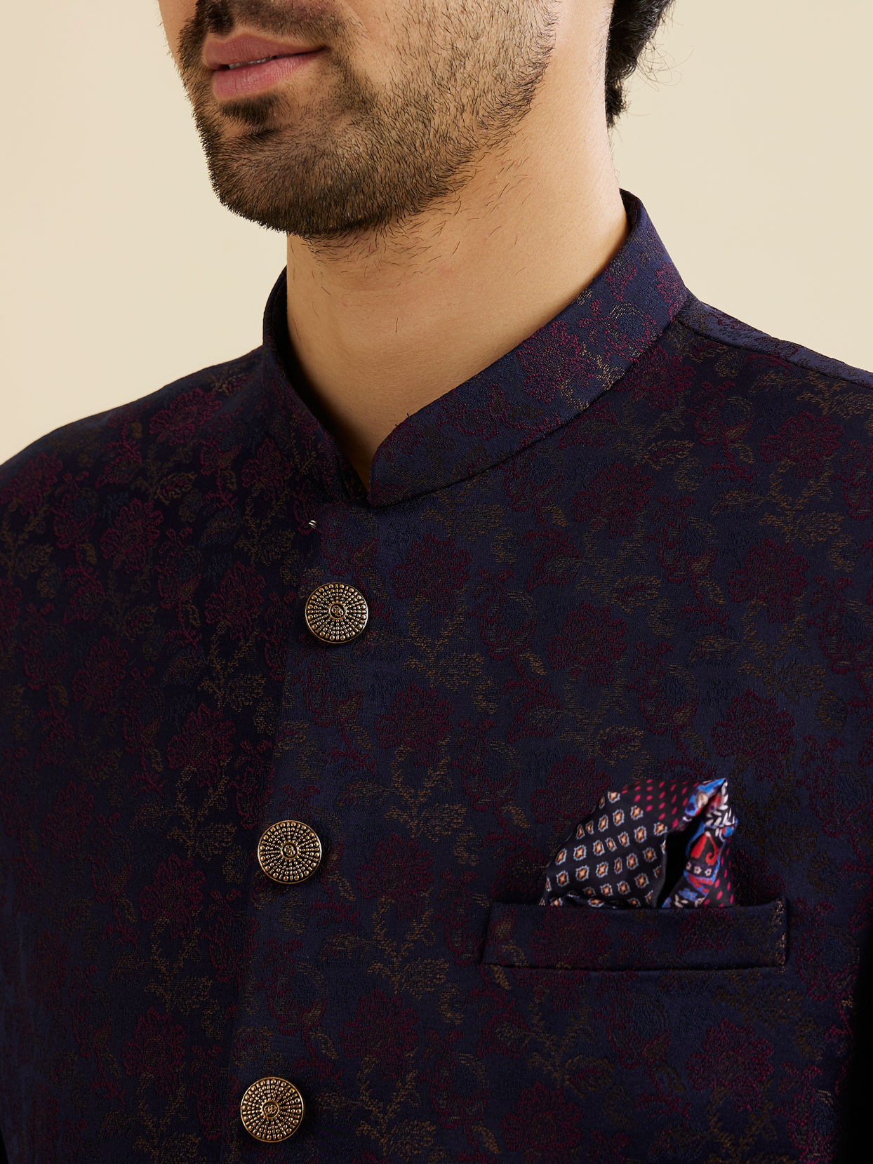 Manyavar Men Dark Blue Elegance Suit Set