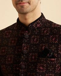 Manyavar Men Regal Blue Velvet Jodhpuri Suit