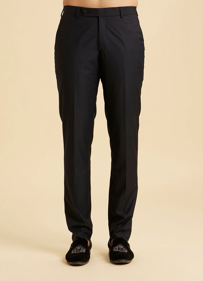 Manyavar Men Regal Blue Velvet Jodhpuri Suit